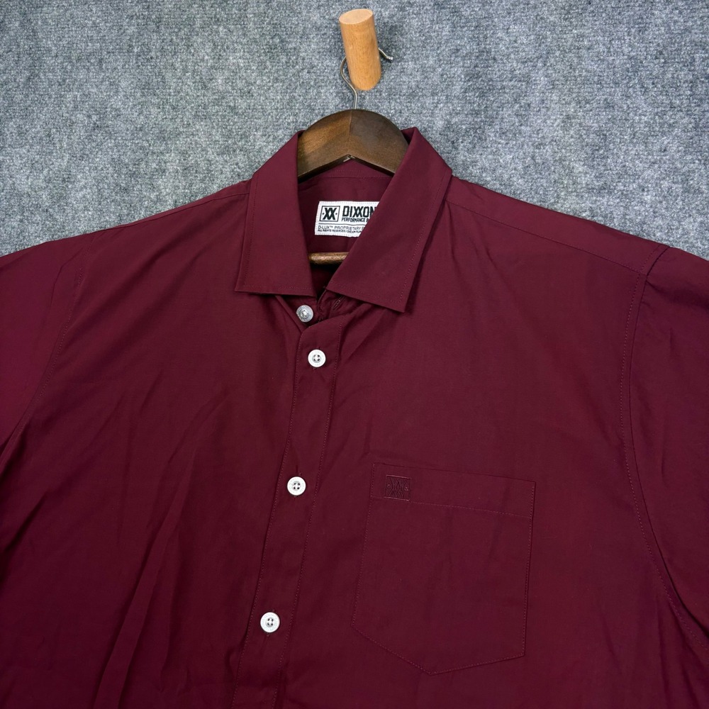 Dixxon Shirt Mens XL Burgundy Performance Bamboo Series Short Sleeve Button Up